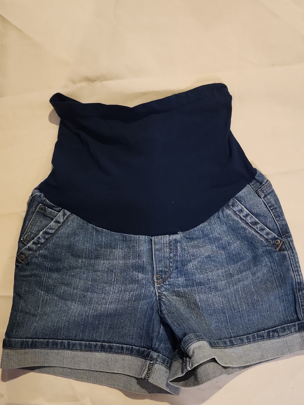Motherhood Navy Panel Denim Maternity Shorts